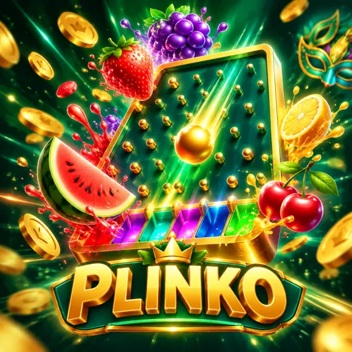 Card do jogo Plinko com bola caindo entre os pinos do tabuleiro